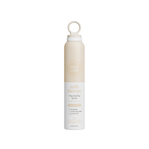 NishLady Milk Therapy Hair Ring styling spray for dry damaged hair with flexible hold and provitamin B5