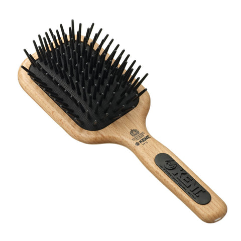 Kent Maxi Detangling `Phat Pin` cushioned base, Beechwood handle